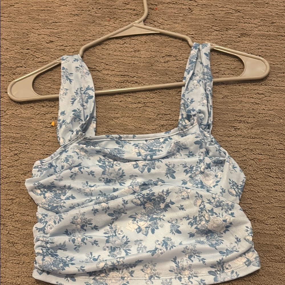 Floral Blue Sleeveless Top